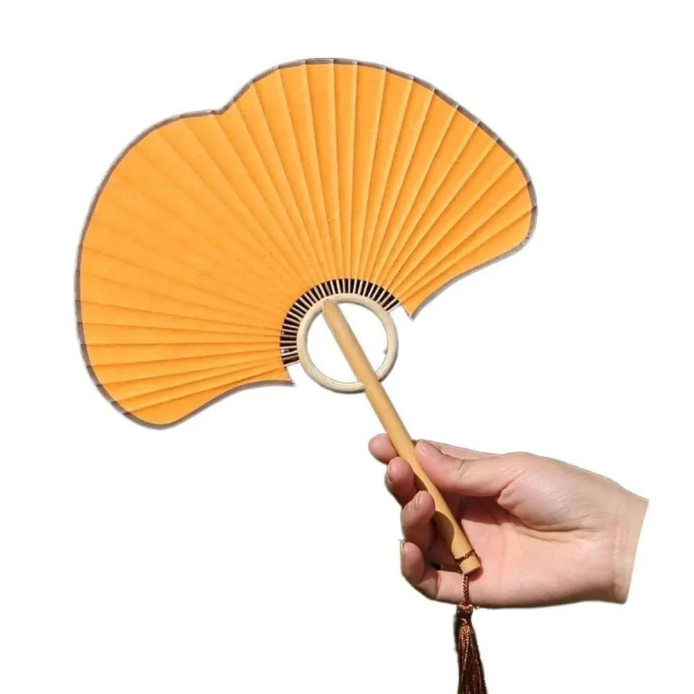 Vintage Rice Paper Ginkgo Round Fan – Chinese Style Décor