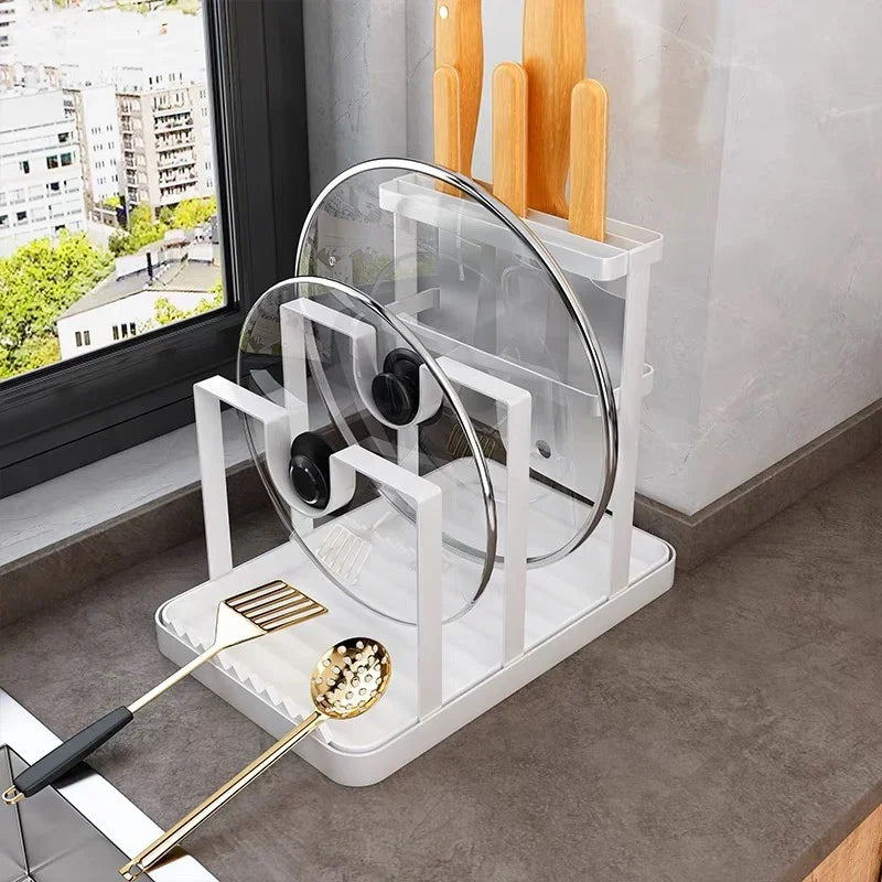 Stainless Steel Pot Lid Holder & Spoon Rest – Kitchen Organizer