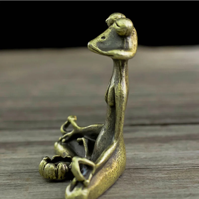 Brass Frog Zen Buddhist Statue Incense Burner & Tea Pet Décor