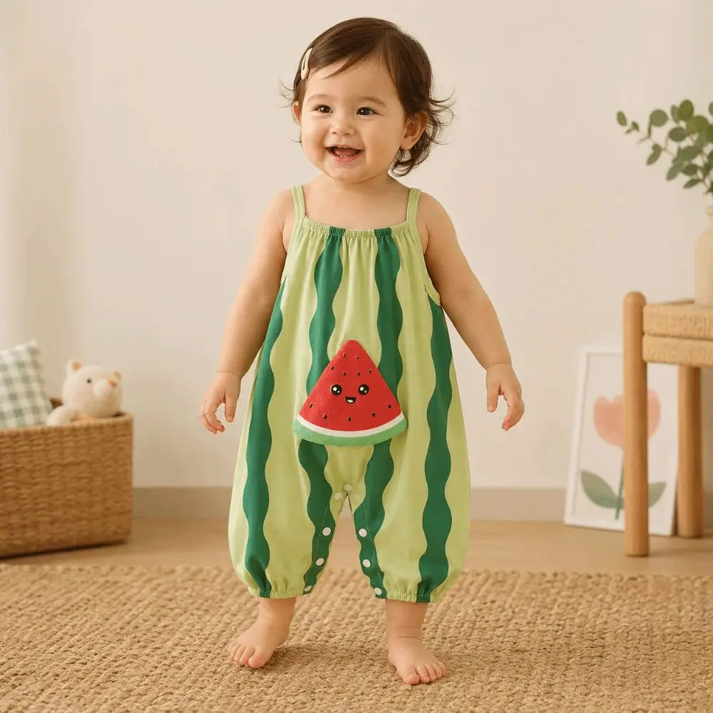 Sweet Watermelon Baby Romper | Loose Cotton One-Piece 1–3Y