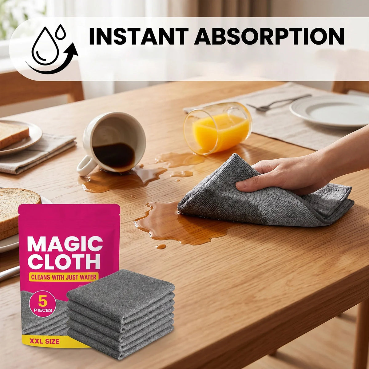 Microfiber Cleaning Cloths 5-Pack | Streak & Lint Free