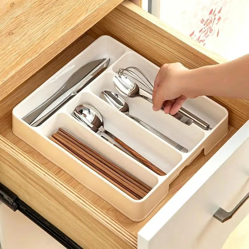 BPA-Free Stackable Cutlery Organizer | Multi-Compartment Kitchen Tray