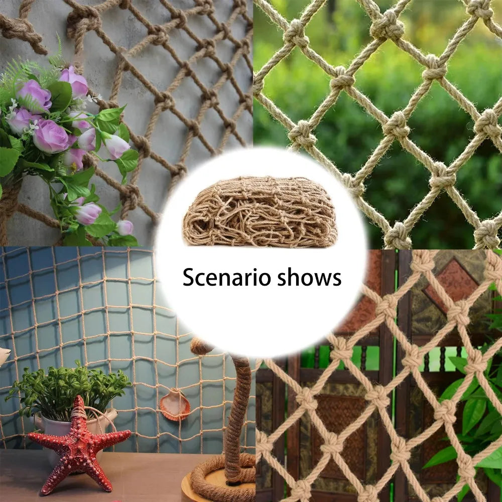 Jute Hemp Rope Climbing Net – Child Safety & Garden Trellis Mesh