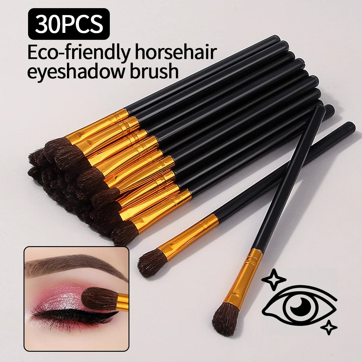 30Pcs Eyeshadow Brush Set – Soft Wool Fiber Blending Brushes
