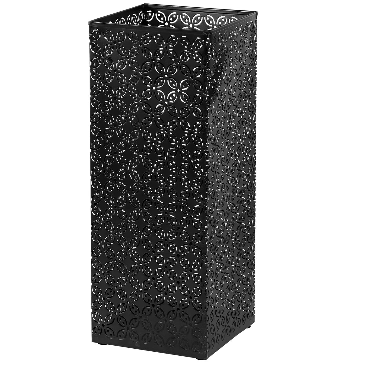 Square Metal Umbrella Stand – Floral Cut-Out Entryway Holder