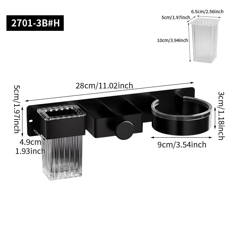 Wall-Mount Hair Dryer & Styling Tool Storage Rack