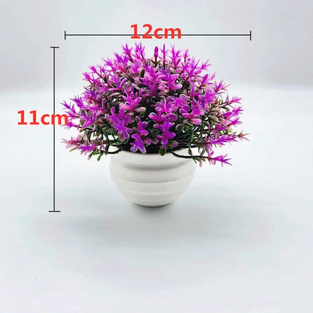 Pink Artificial Potted Flower – Plastic Bonsai Indoor Décor
