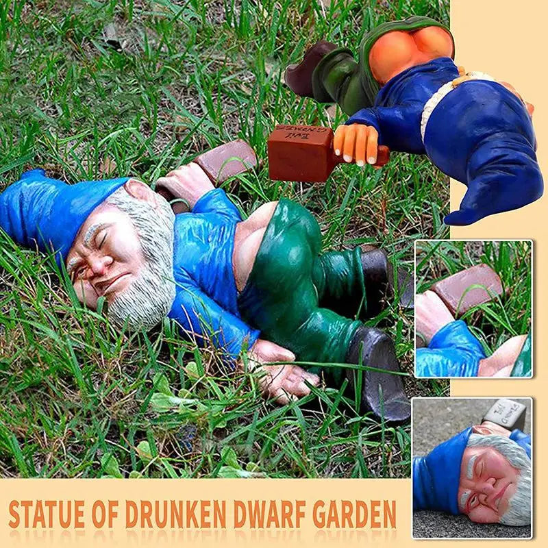 Funny Drunk Garden Gnome Resin Figurine – Outdoor Statue