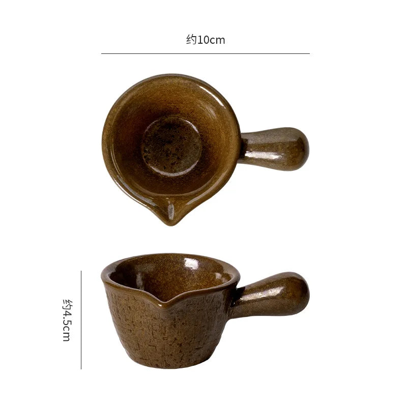 Vintage Ceramic Dipping Sauce Cup with Handle | Retro Style