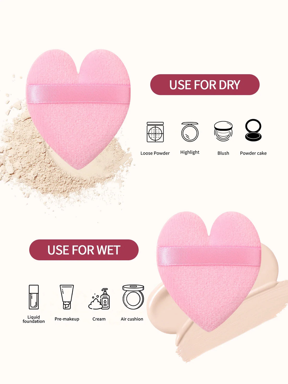 5Pcs Triangle Velvet Powder Puff – Reusable Makeup Sponge