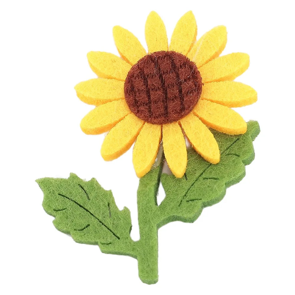 18pcs 3D Sunflower Felt Patches for DIY Sewing & Crafts