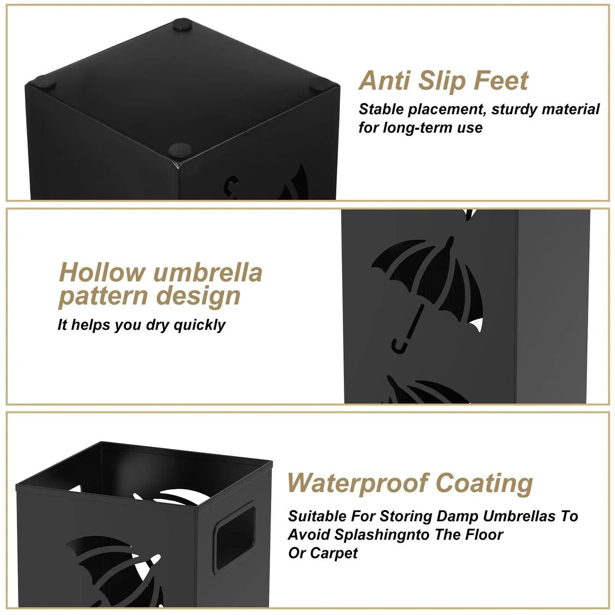 Metal Hollow Umbrella Stand with Handle – Modern Organizer