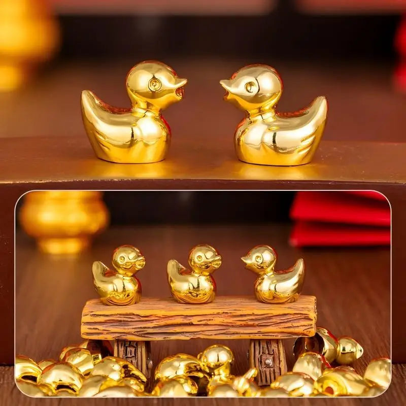 Mini Golden Duck Resin Figurines – Party & Dollhouse Decor
