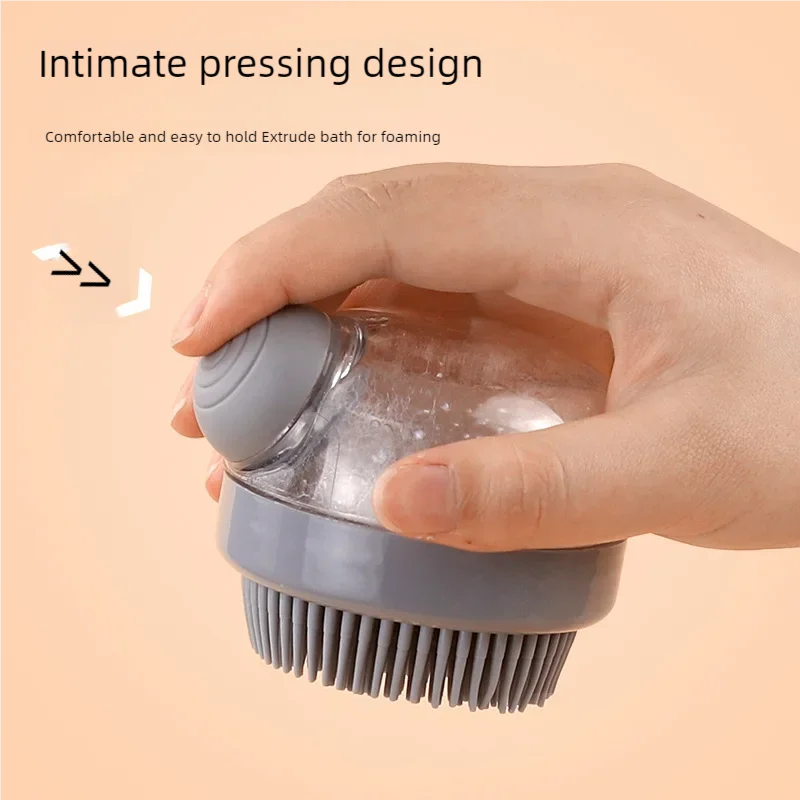 Silicone Pet Bath Brush with Shampoo Dispenser | Dog Grooming
