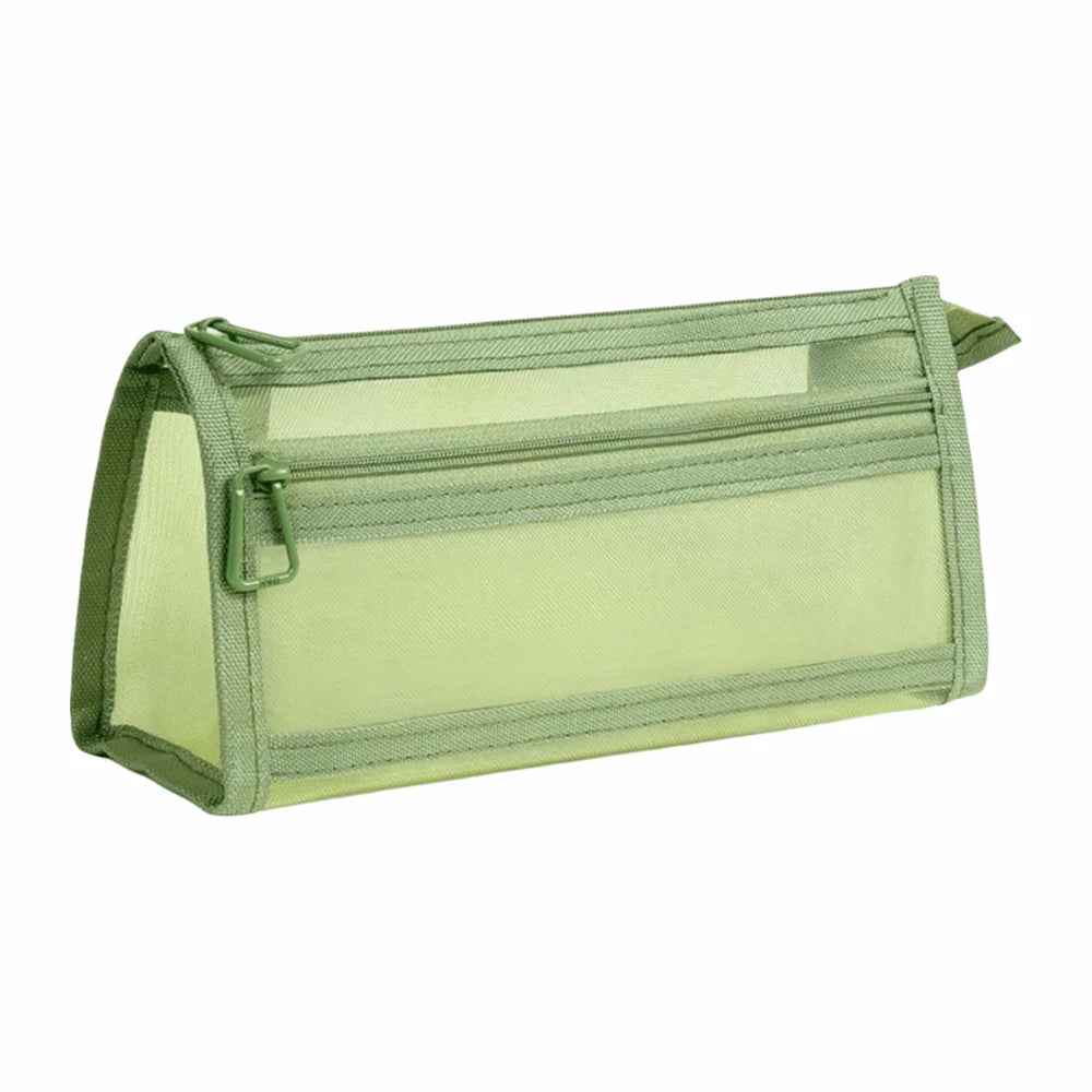 Transparent Mesh Pencil Case – Double Layer Large Capacity