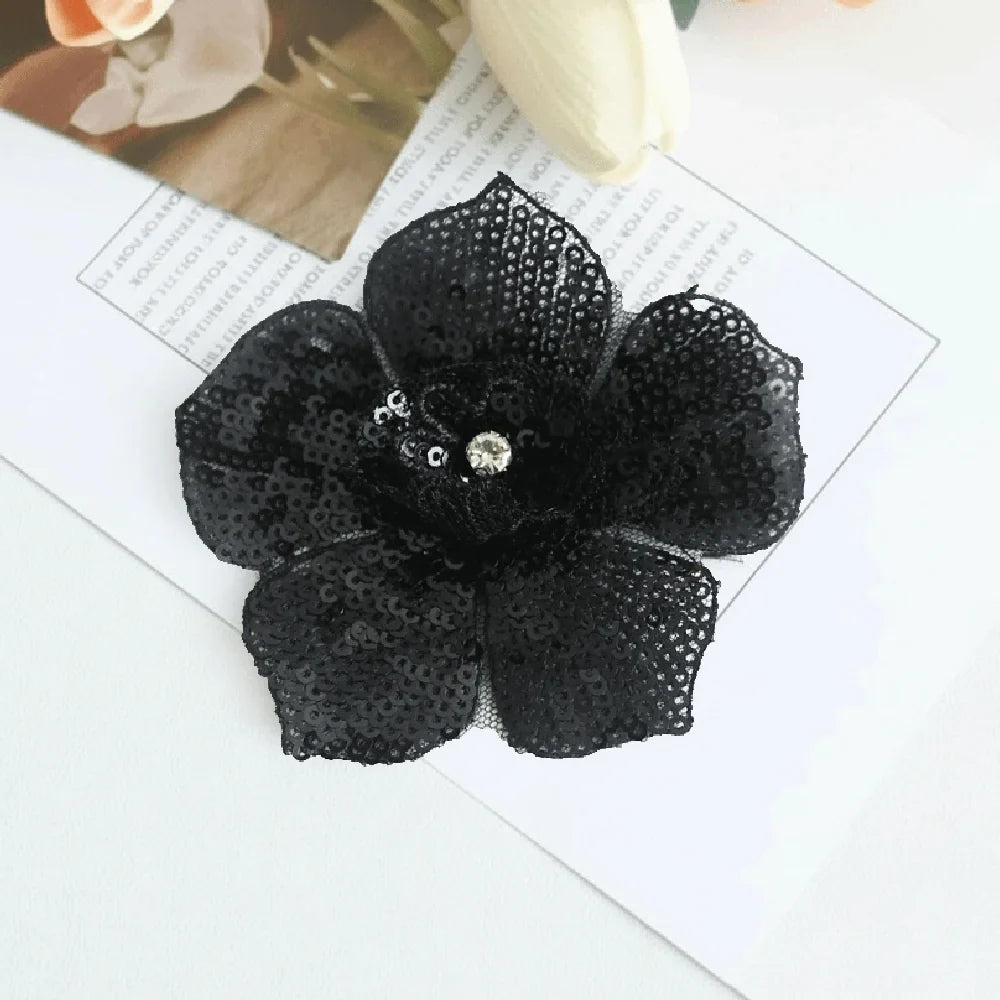 3D Sequin Beaded Lace Patches – Bridal Flower & Leaves Design