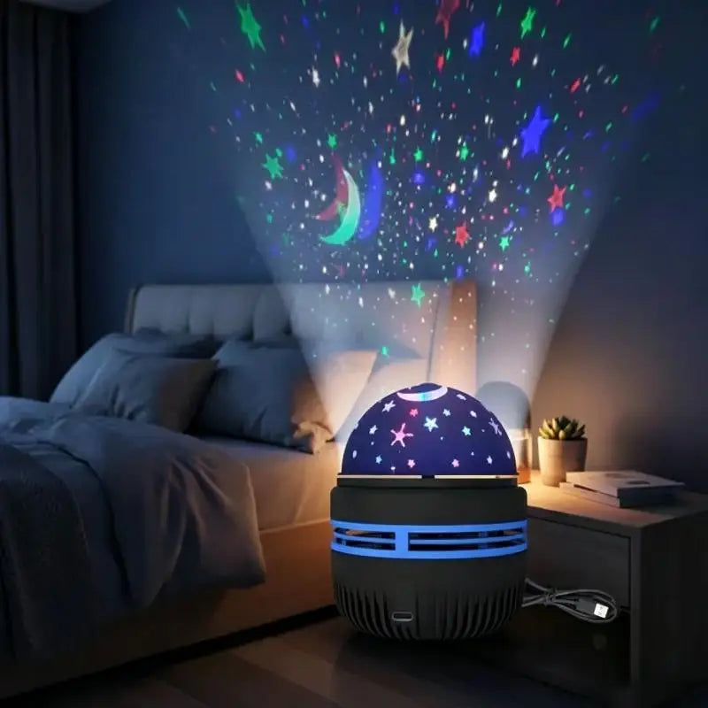 LED Starry Sky Projector Night Light – 360° Rotating RGB Aurora