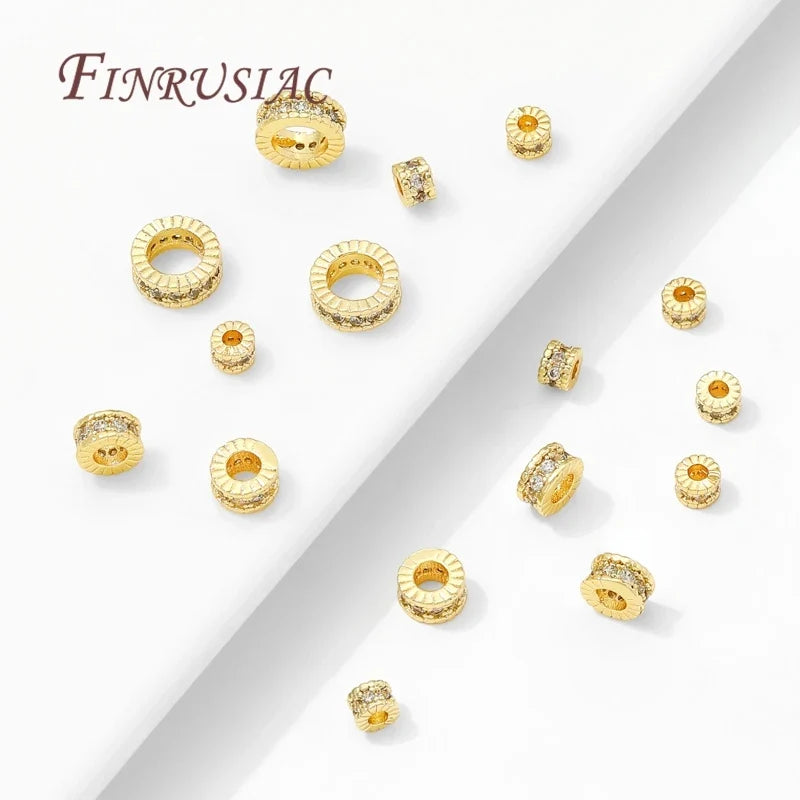 18K Gold Plated Zircon Round Spacer Beads 4mm 6mm 8mm – DIY