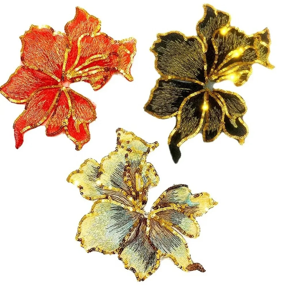 3D Sequin Flower Embroidery Applique Sew-On Lace Patch DIY