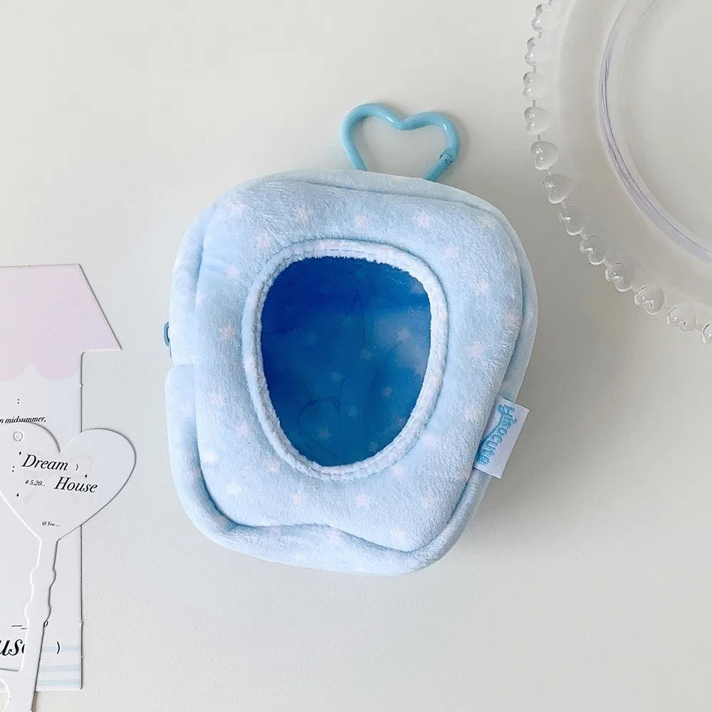 Polka Dot Plush Doll Display Bag with Heart Carabiner
