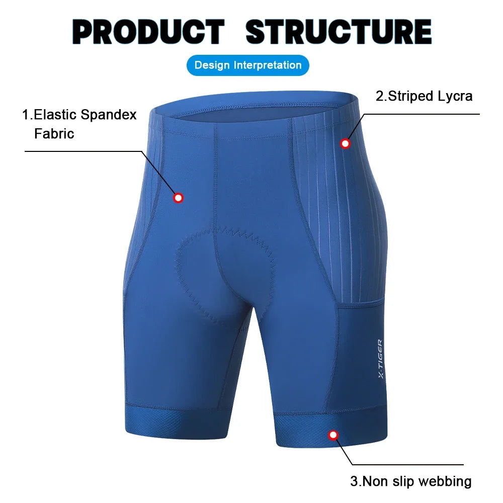 X-TIGER Men's Cushioned Cycling Shorts – MTB & Road Bike