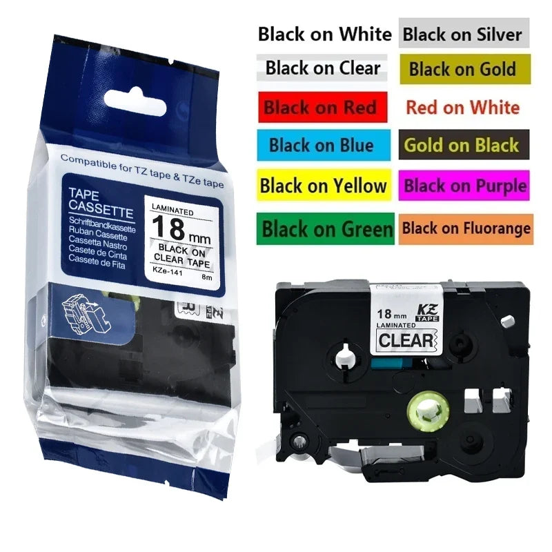 TZe-241 18mm Compatible Brother P-Touch Label Tape – 21 Colors