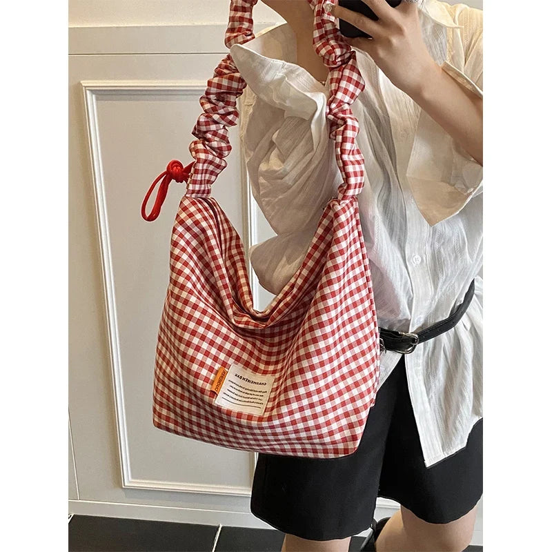 Women's Large Plaid Crossbody Bag – Houndstooth Shoulder Bag