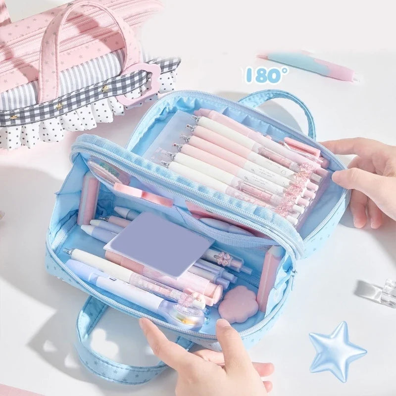 Zippered Pencil Case with Top Handle – School & Office Use