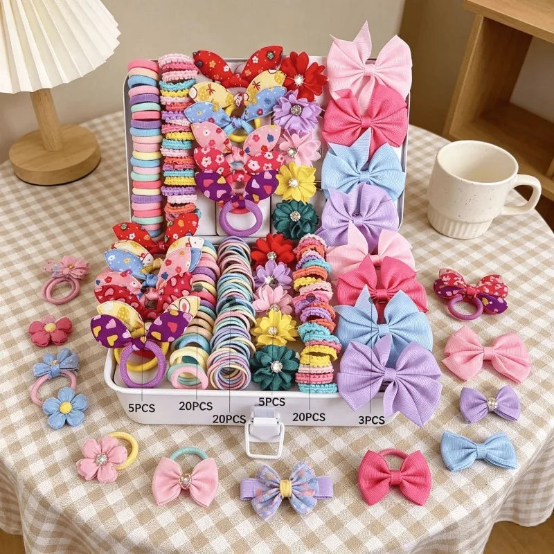 73PCS Girls Hair Accessories Set – Clips, Ties & Barrettes