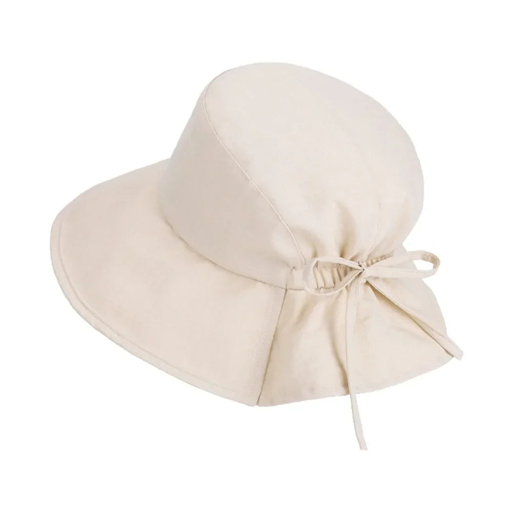 Women's Wide Brim Foldable Bucket Sun Hat with Bow Accent