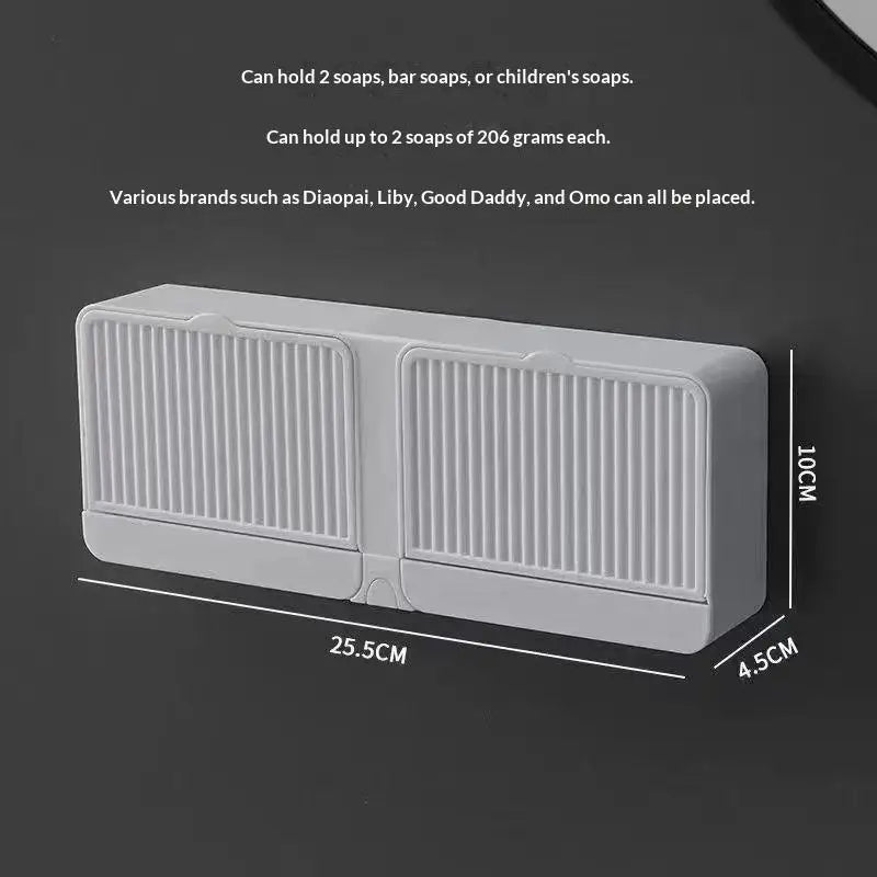 Wall Mounted Flip-Top Draining Soap Holder with Dustproof Lid