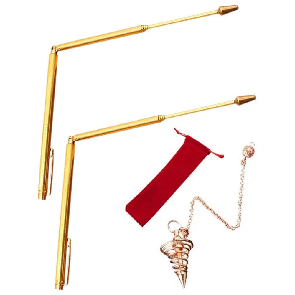 99.9% Pure Copper Dowsing Rods Set with Pendulum Pendant