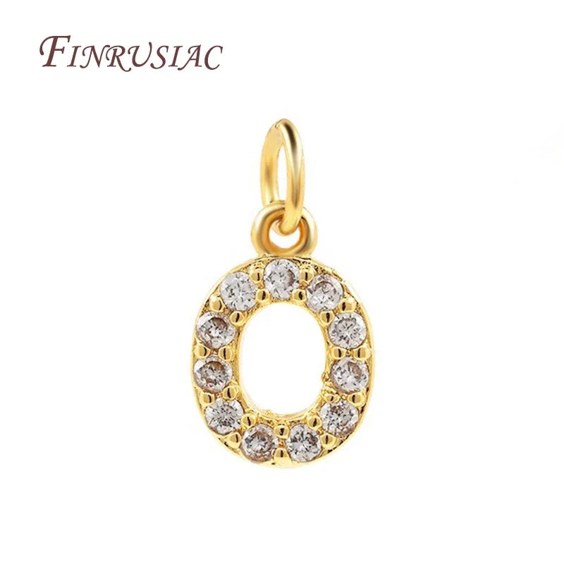 18K Gold Plated Zircon Letter Pendants A-Z Alphabet Charms