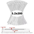 100/1000 PCS Self-Locking Nylon Cable Zip Ties White Straps