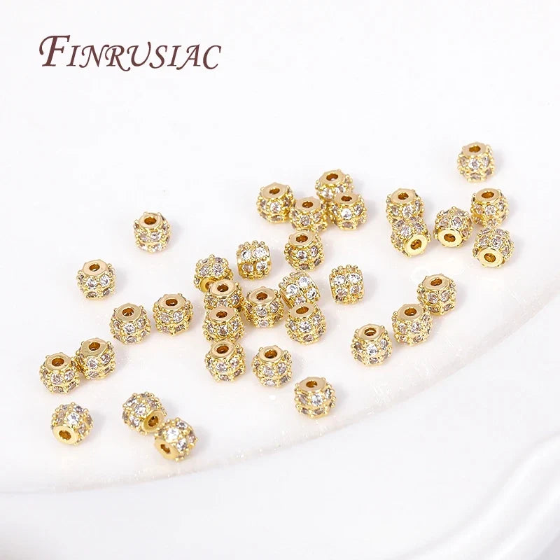18K Gold Plated Zircon Round Spacer Beads – DIY Jewelry Making