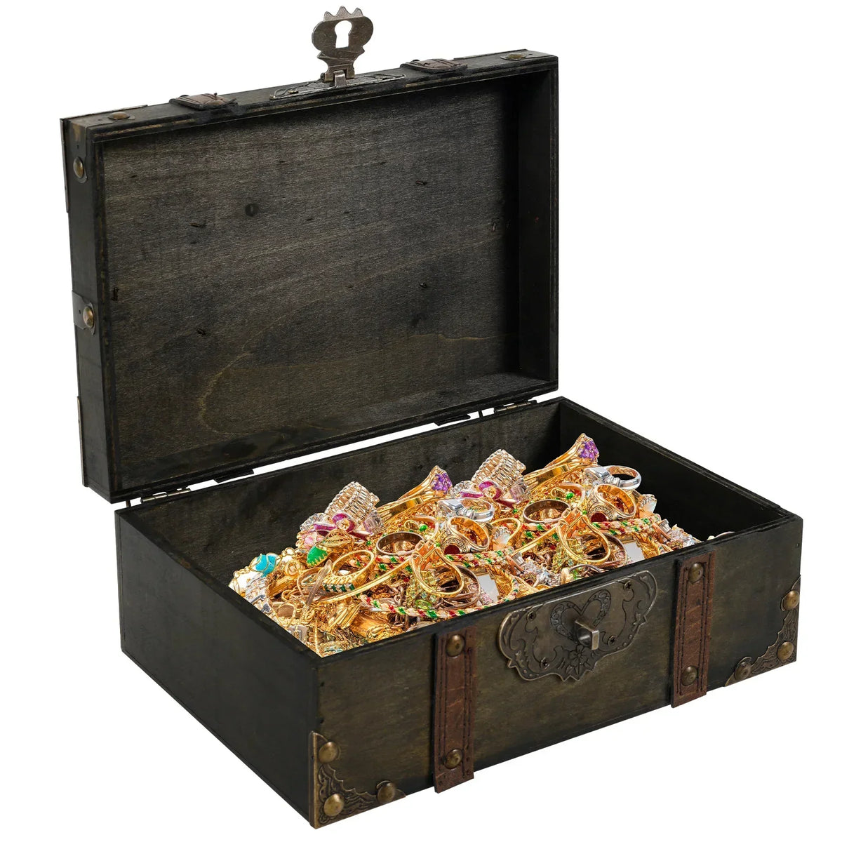 Vintage Wooden Jewelry Box with Combination Lock | Treasure Chest