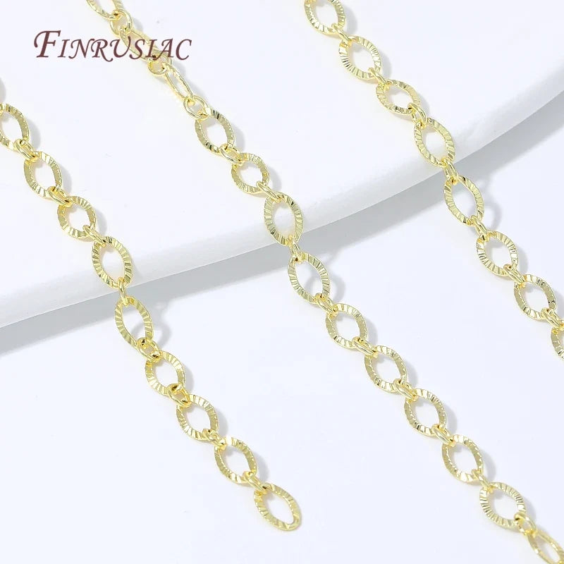18K Gold Plated Oval Embossed Link Chain – DIY Jewelry Making