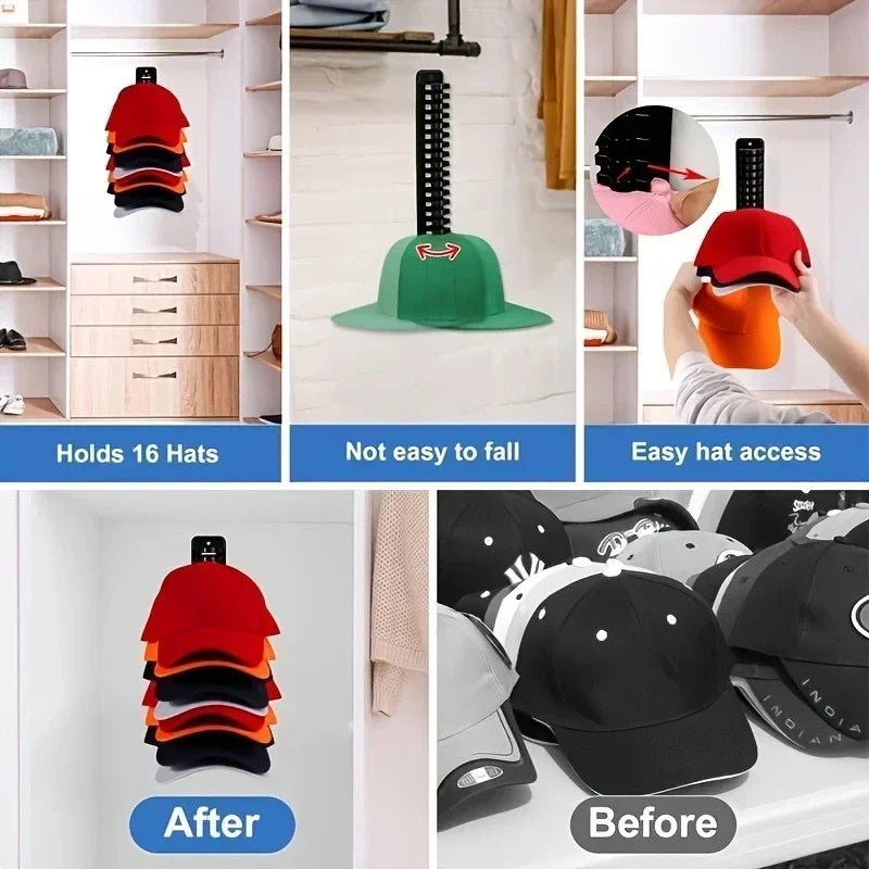 Wall Mounted Baseball Cap Rack – Hat Organizer for Door & Wall