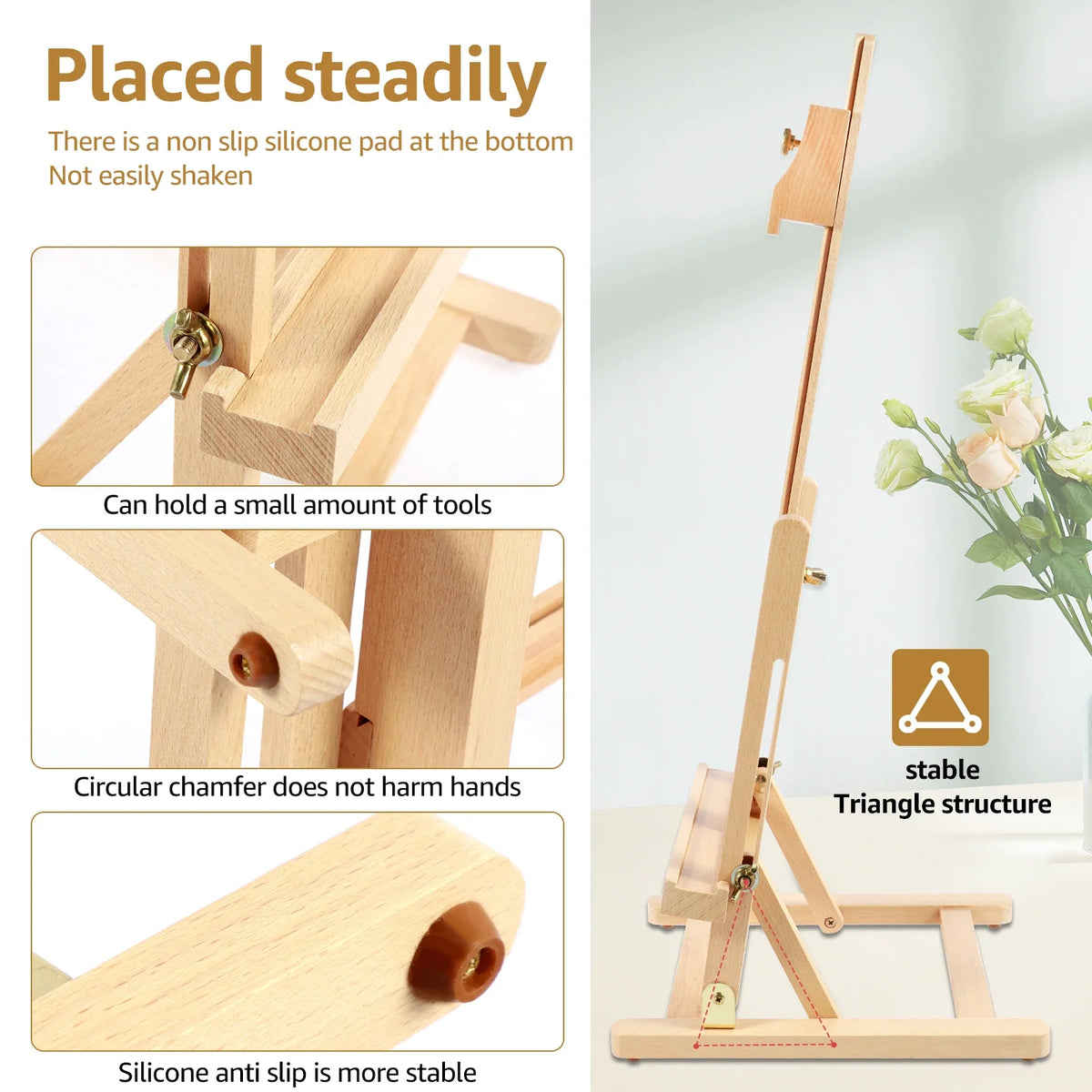 Foldable Wooden Desktop Art Easel – Adjustable Tabletop Stand