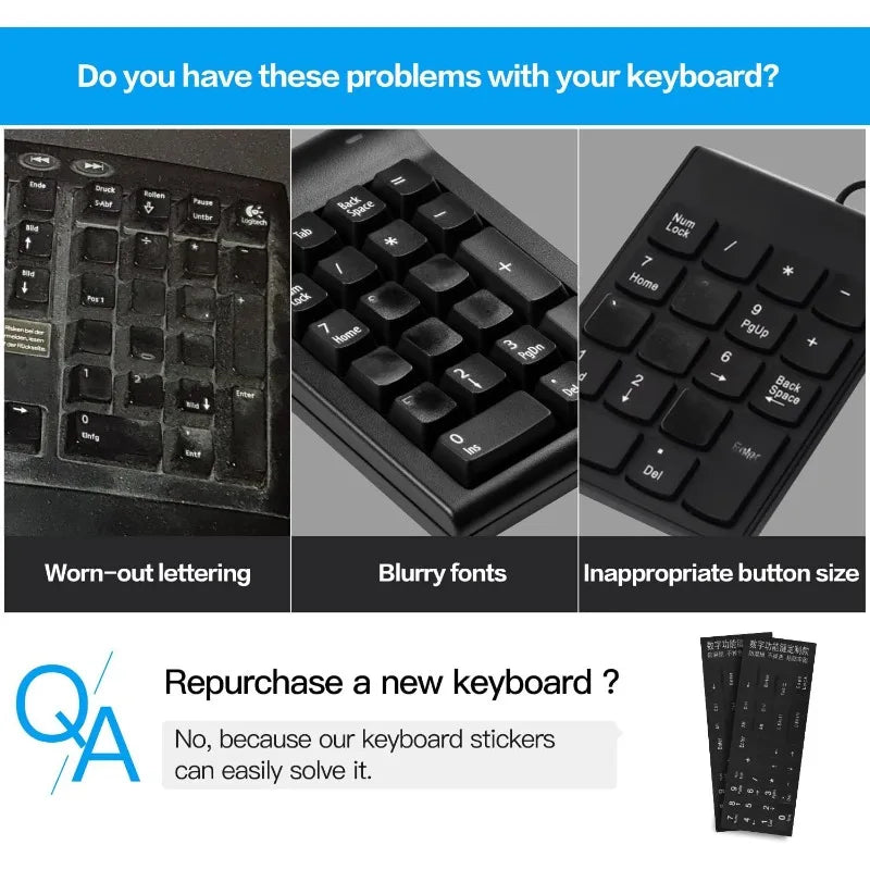 2PCS Matte Keyboard Number Stickers – Universal Numpad Covers