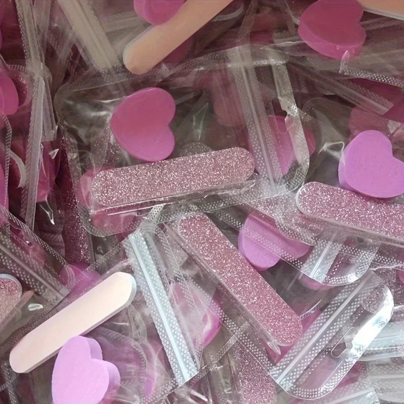 24-Piece Pink Glitter Nail Care Set – Buffer, File & Crystal Stick