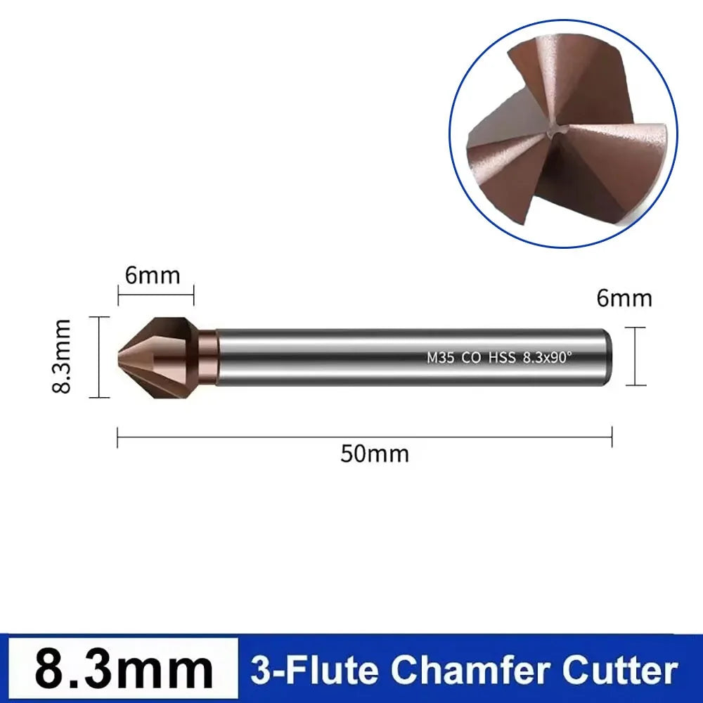 M35 Cobalt Countersink Drill Bit 3-Flute 90° 6.3–40mm