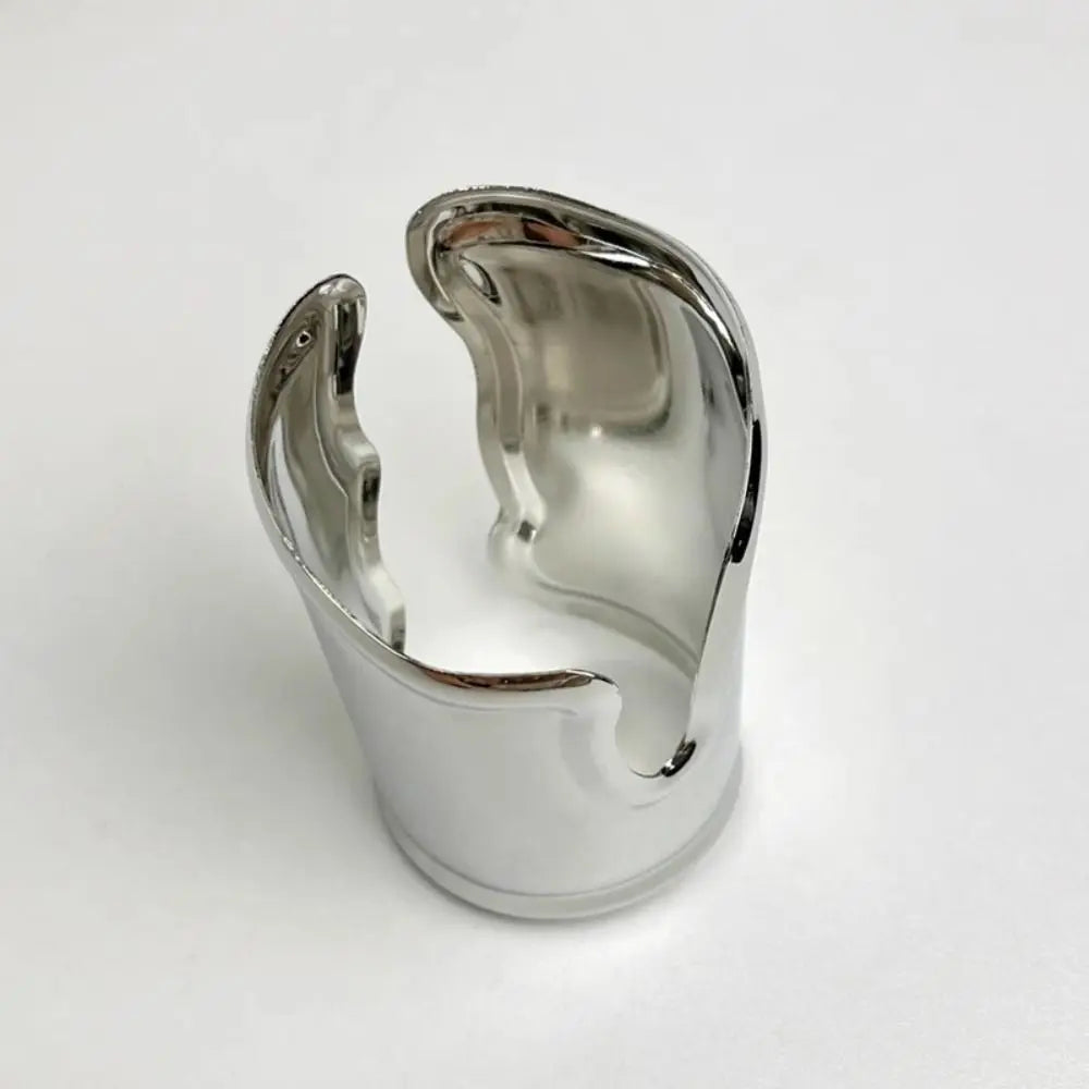 Wide Open Irregular Bangle Bracelet | Metallic Statement Jewelry
