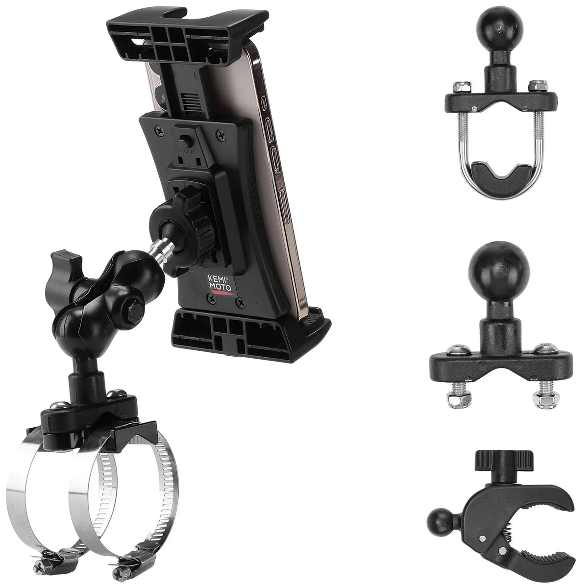 KEMIMOTO UTV ATV Phone Mount – 720° Adjustable, Fits 4.7"–13"