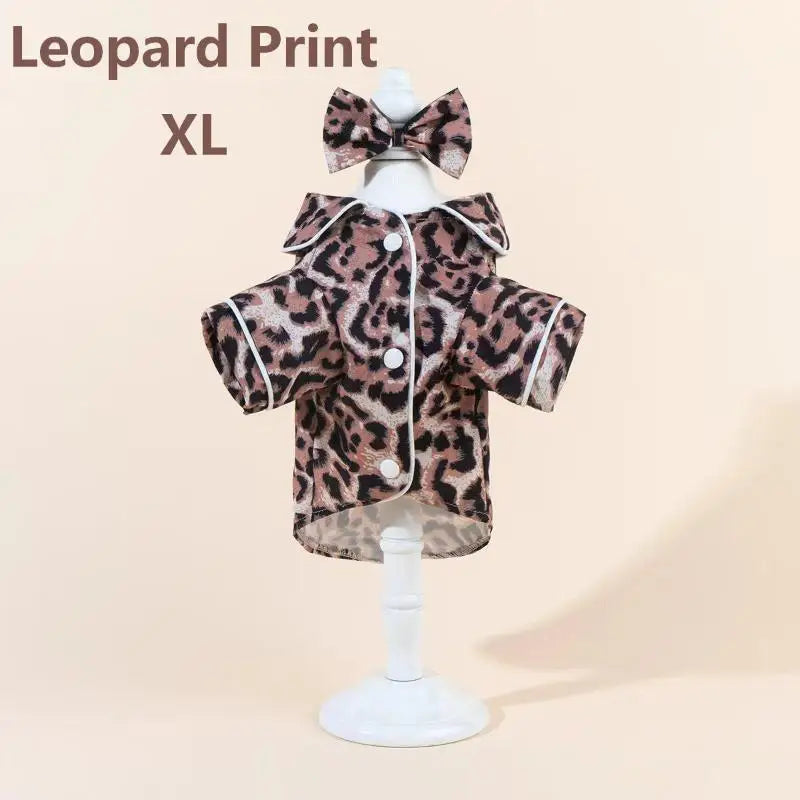 Satin Dog Pajamas Set with Bow Headband | Soft Pet Sleepwear