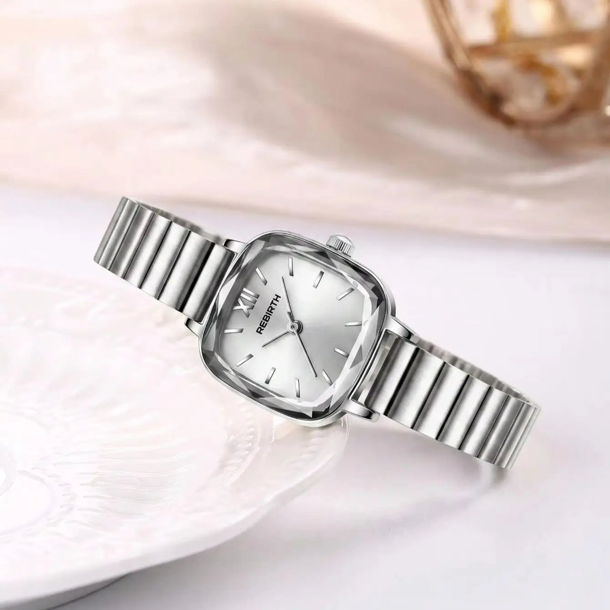 REBIRTH Women's Small Square Quartz Watch – Minimalist Style