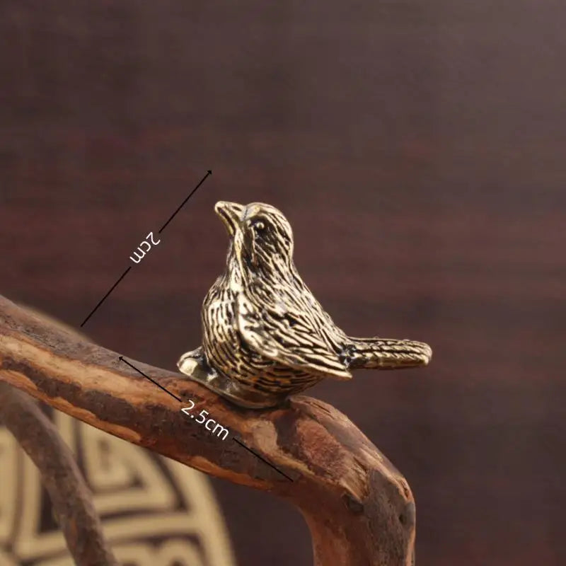 Solid Brass Sparrow Tea Pet Carved Bird Figurine Ornament
