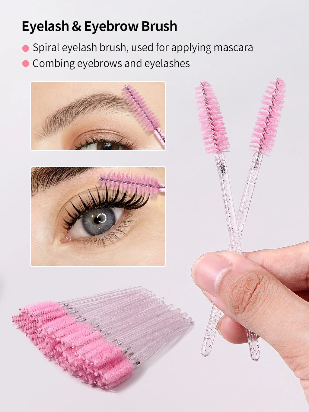 Crystal Handle Spoolie Wands – Lash & Eyebrow Brushes