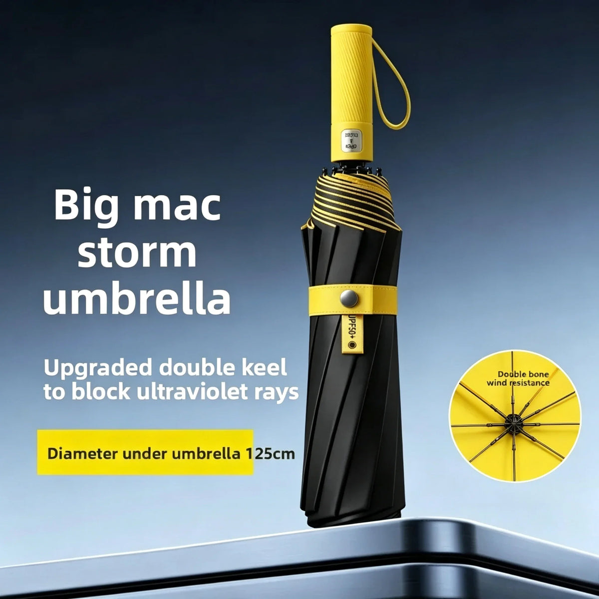 Windproof Auto Folding Umbrella – 10-Rib UV Protection Unisex
