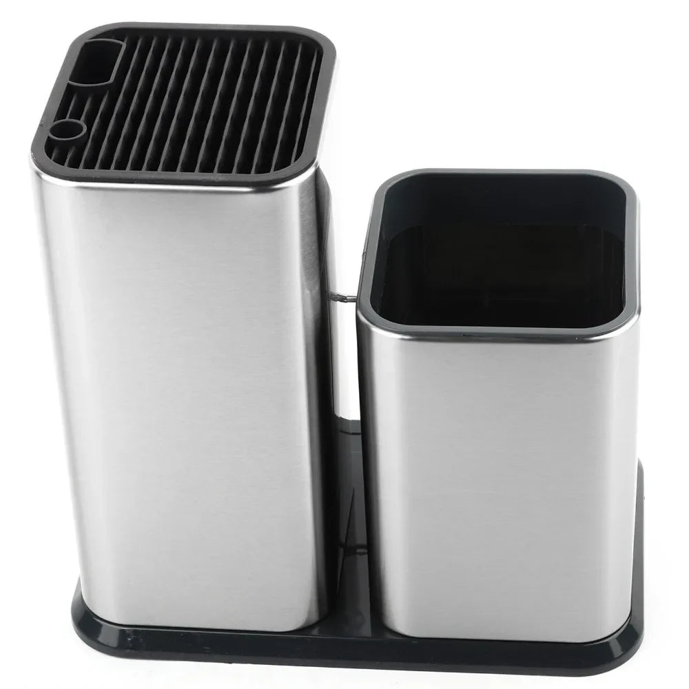 Stainless Steel Utensil & Knife Storage Holder Set